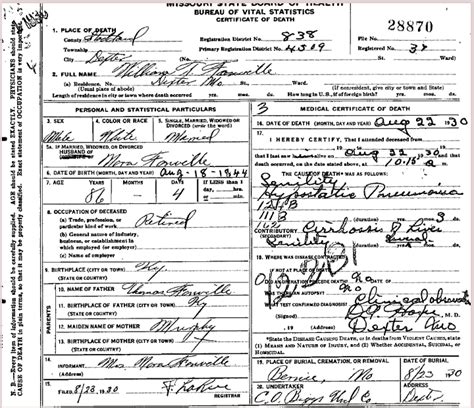 missouri death certificates before 1910